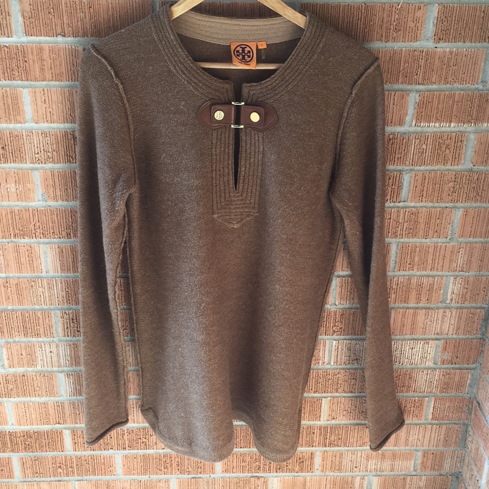 TORY BURCH wool alpaca• leather buckle • sweater
